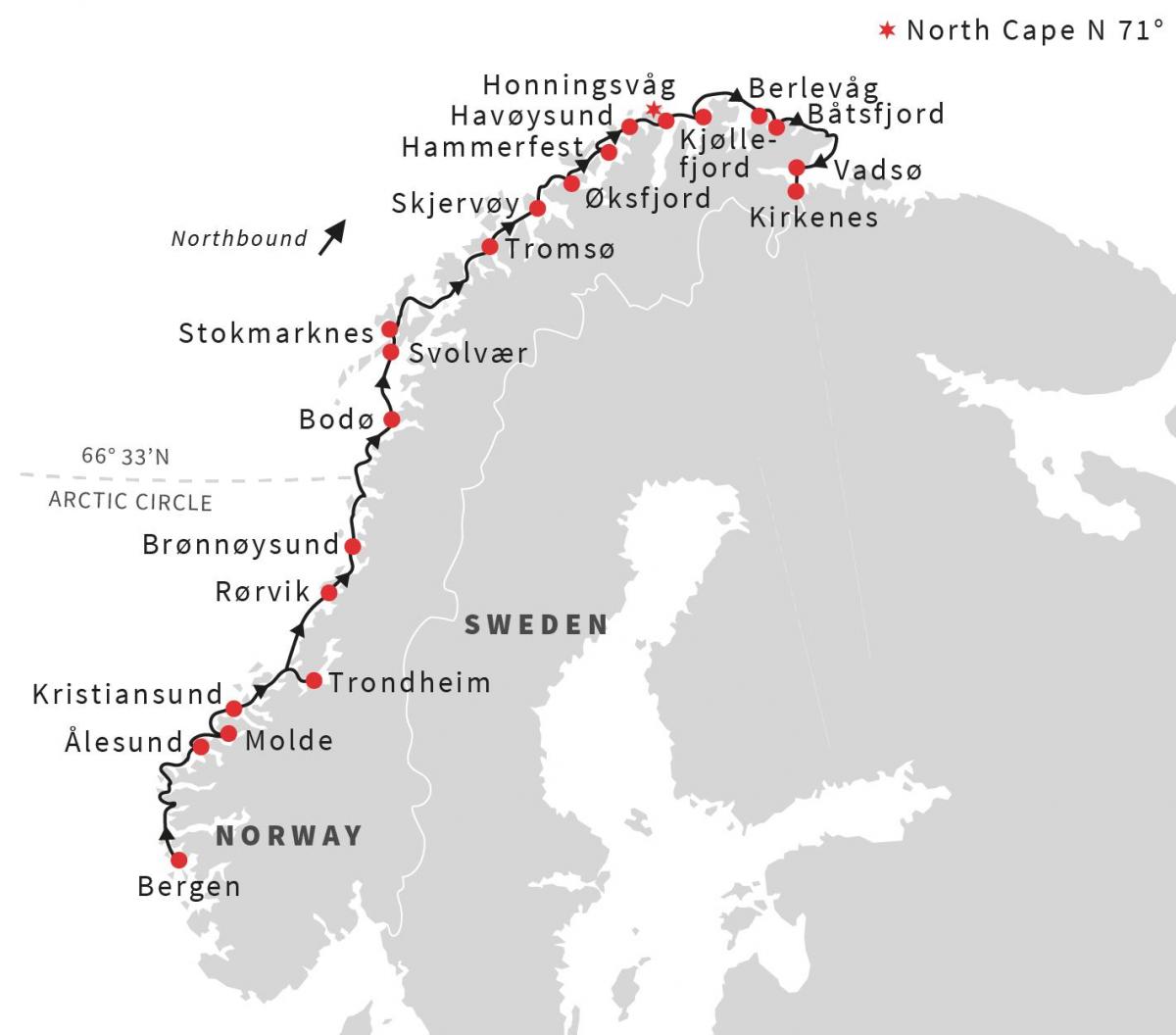 Karta över bergen Norge light rail