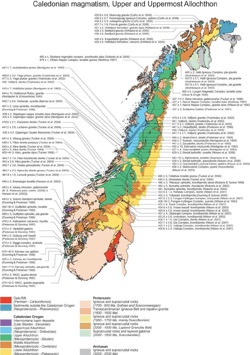 Karta över geologiska Norge