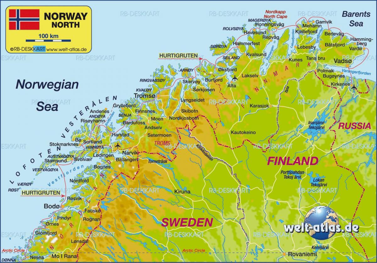 Karta över kirkenes i Norge