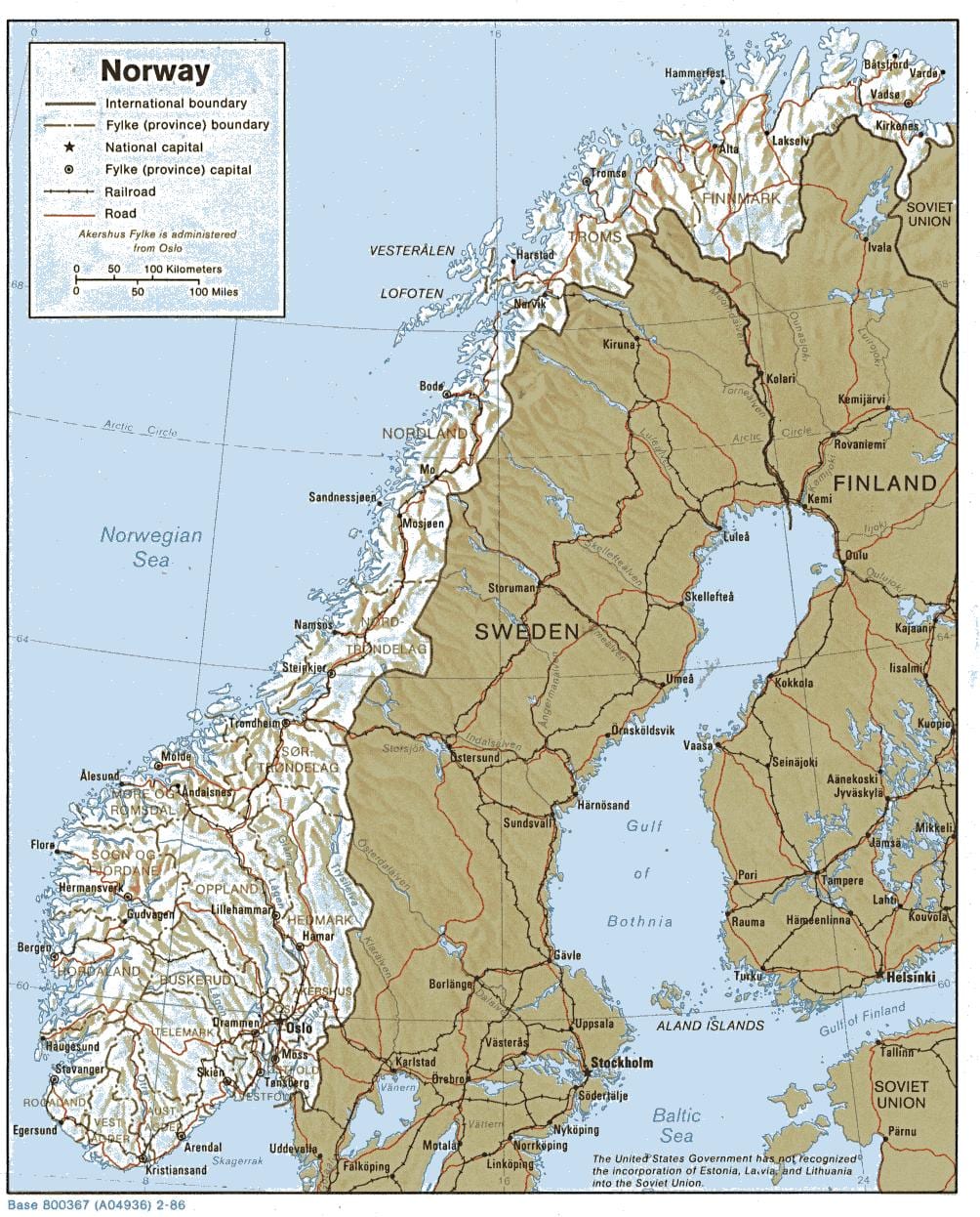 geografisk karta över Norge
