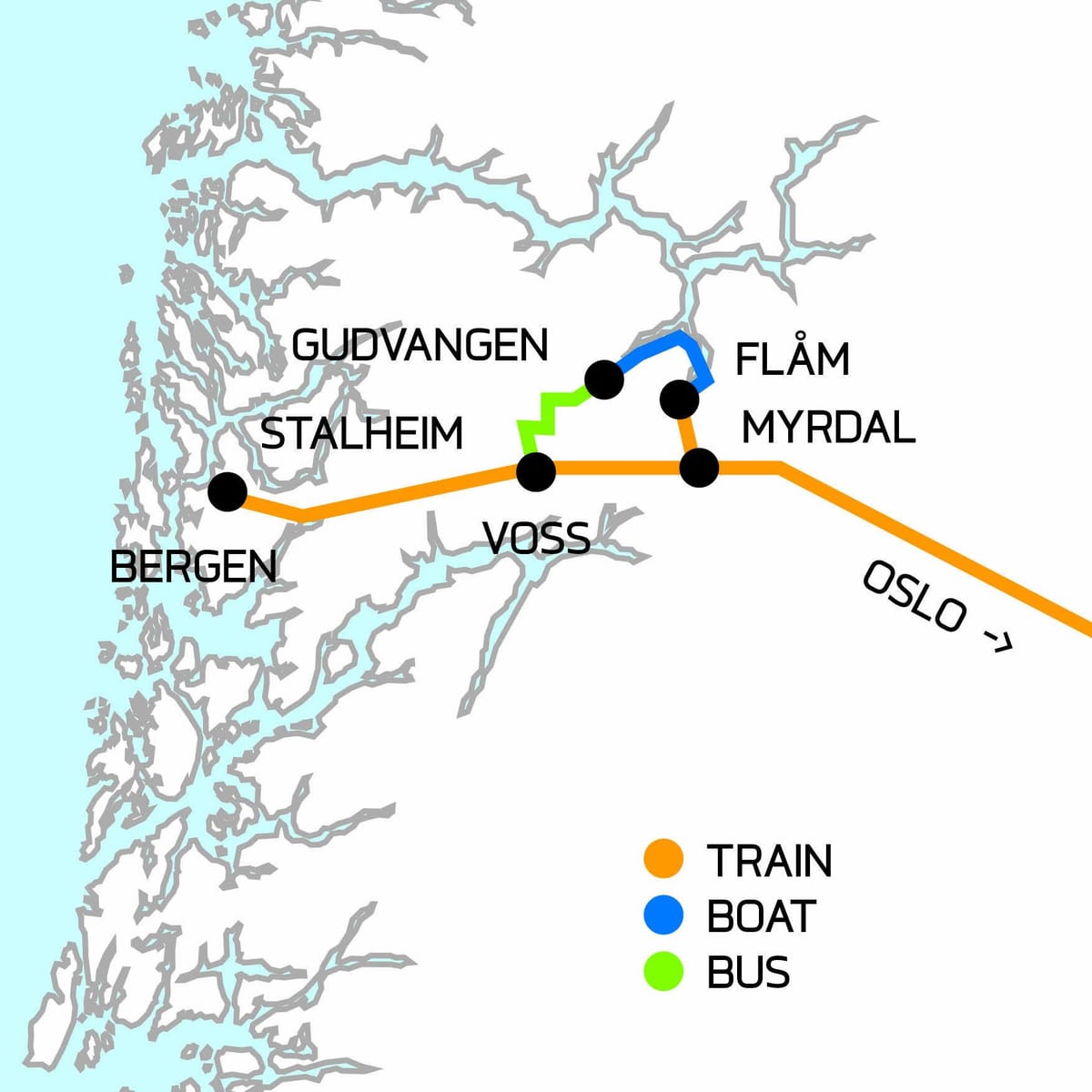 Karta över Norge i ett nötskal