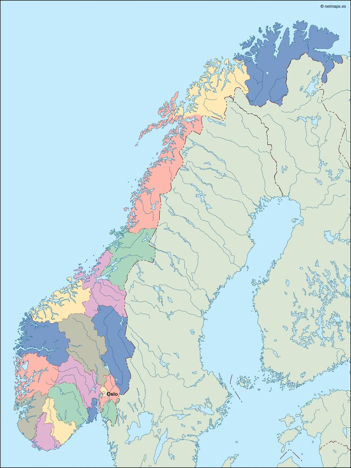 Karta över Norge vektor
