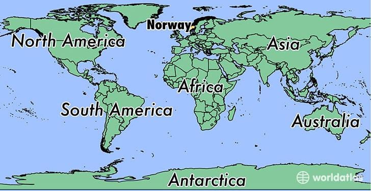 Karta över Norge läge på världen