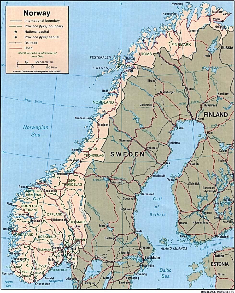 Karta över Norge latitud