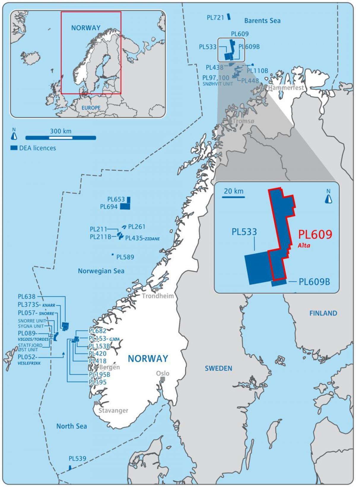 Karta över Norge olja