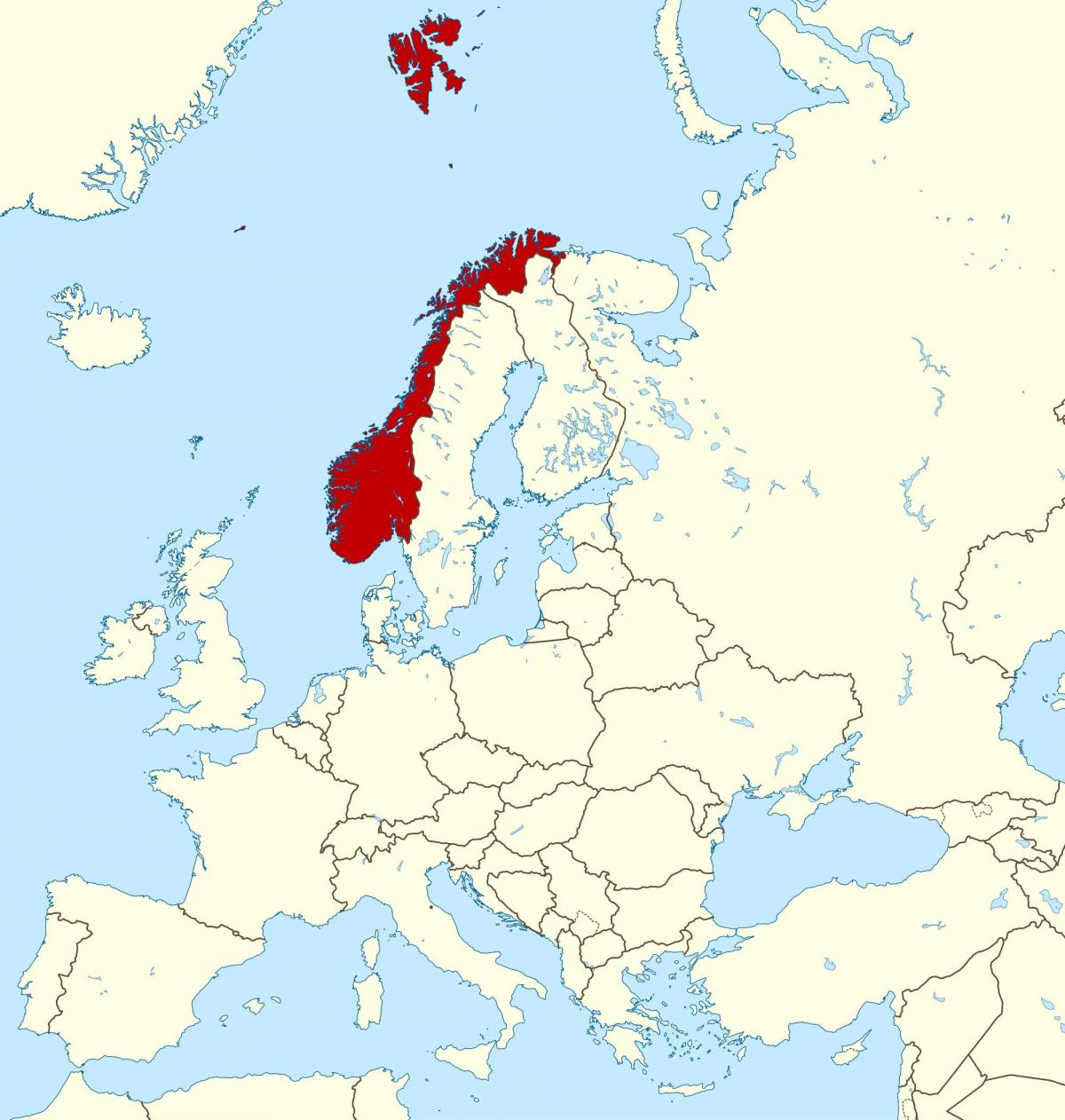 Norge på en karta över europa