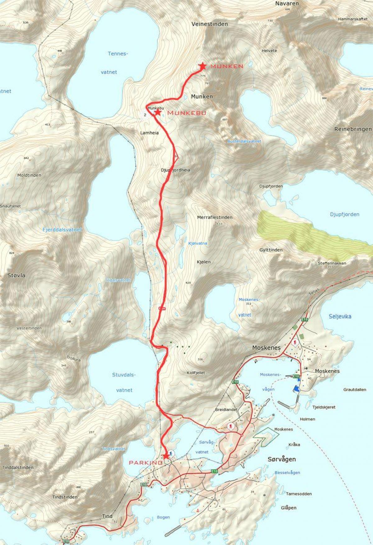Karta över Norge vandringsleder