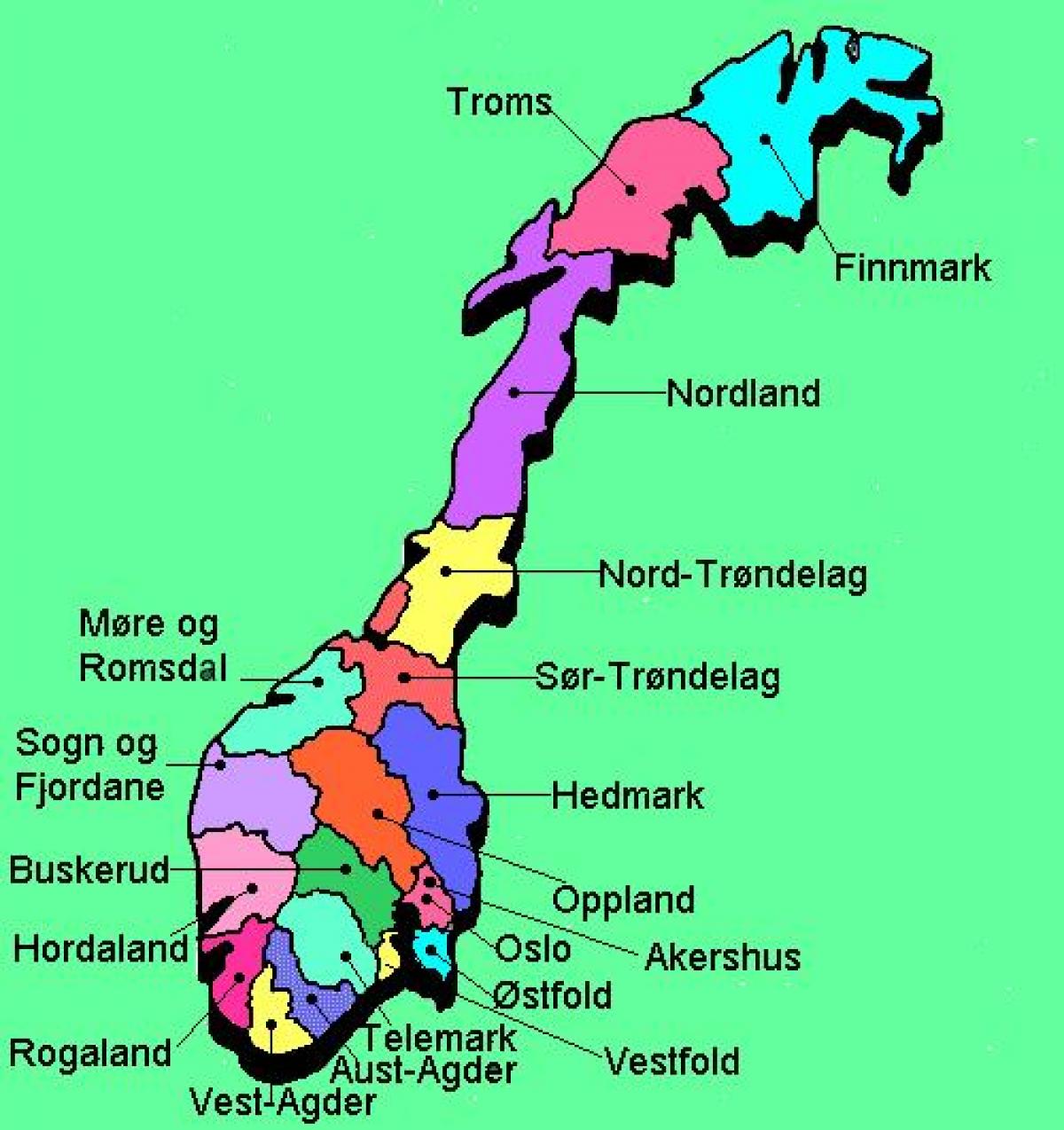 Karta av Norges nationella turistvägar 