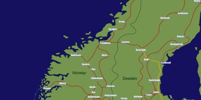 Karta över Norge tåg vägar
