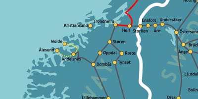 Karta över Norge northern railway