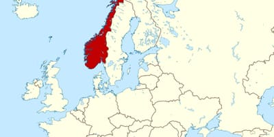 Norge på en karta över europa