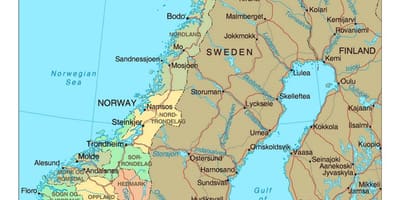 Karta över Norge med städer