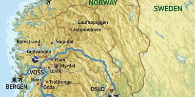 Karta över sydvästra Norge